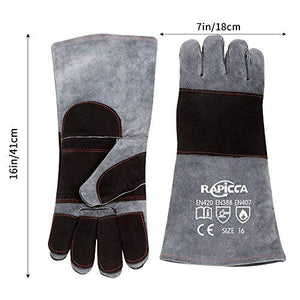 Image Title RAPICCA Leather Animal Handling Gloves Bite Proof for Dog,Cat Scratch,Bird, Falcon,Reptile Snake