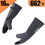 RAPICCA Forge Welding Gloves Grey 16IN Heat Resistant 700°F,Apply for Fireplace/Stove/Furnace/Grill