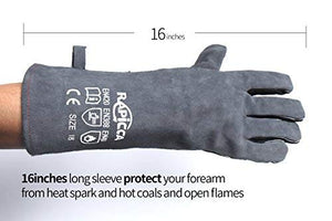 RAPICCA Forge Welding Gloves Grey 16IN Heat Resistant 700°F,Apply for Fireplace/Stove/Furnace/Grill