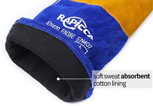 RAPICCA Forge Welding Gloves Blue 16IN Heat Resistant 932°F,Apply for Fireplace/Stove/Furnace/Grill